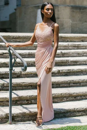 Cornelli Lace Maxi Dress Nude