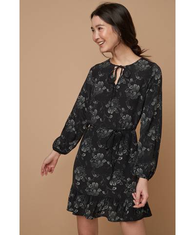 Black Paisely Longsleeve Dress