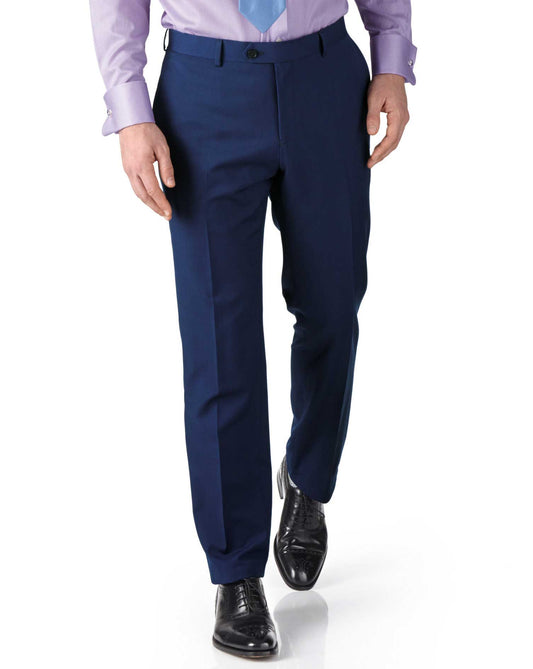 Men's Royal Blue Extra Slim Fit Twill Business Suit Trouser