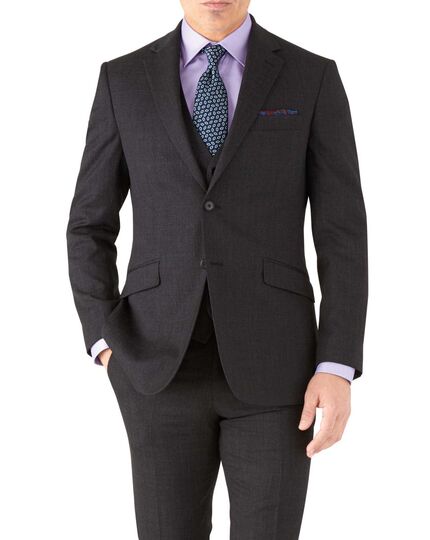 Charcoal slim fit hairline business suit jacket