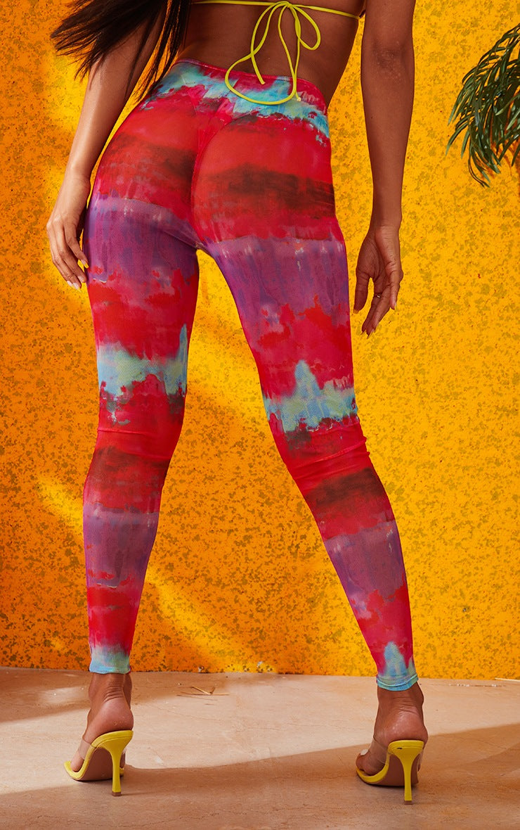 Multi Printed Ruched Front Leggings