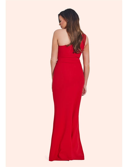 Nikolina One Shoulder Maxi Dress Red