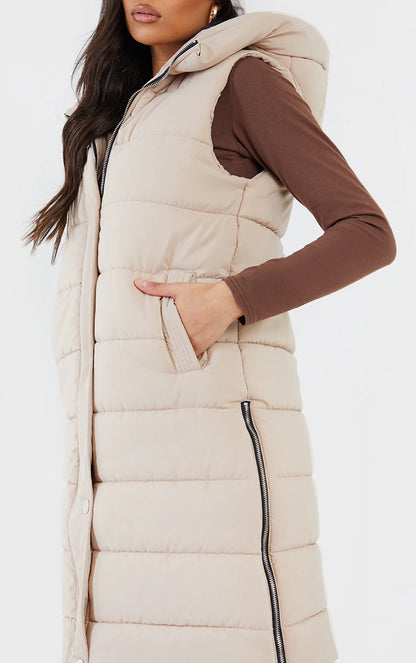 Stone Panel Padded Longline Gilet