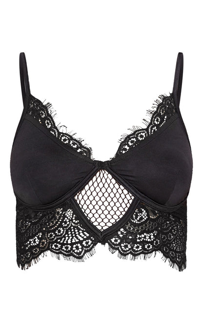 Black Lace Trim Strappy Bralet