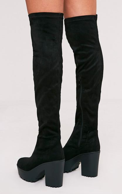 Cleated Platform Over The Knee Boot