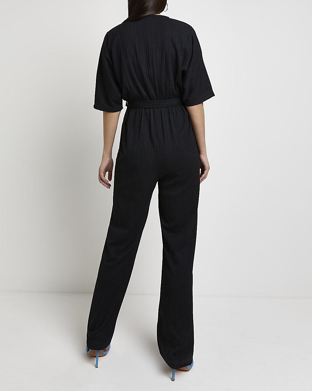 Black Maternity Plisse Jumpsuit