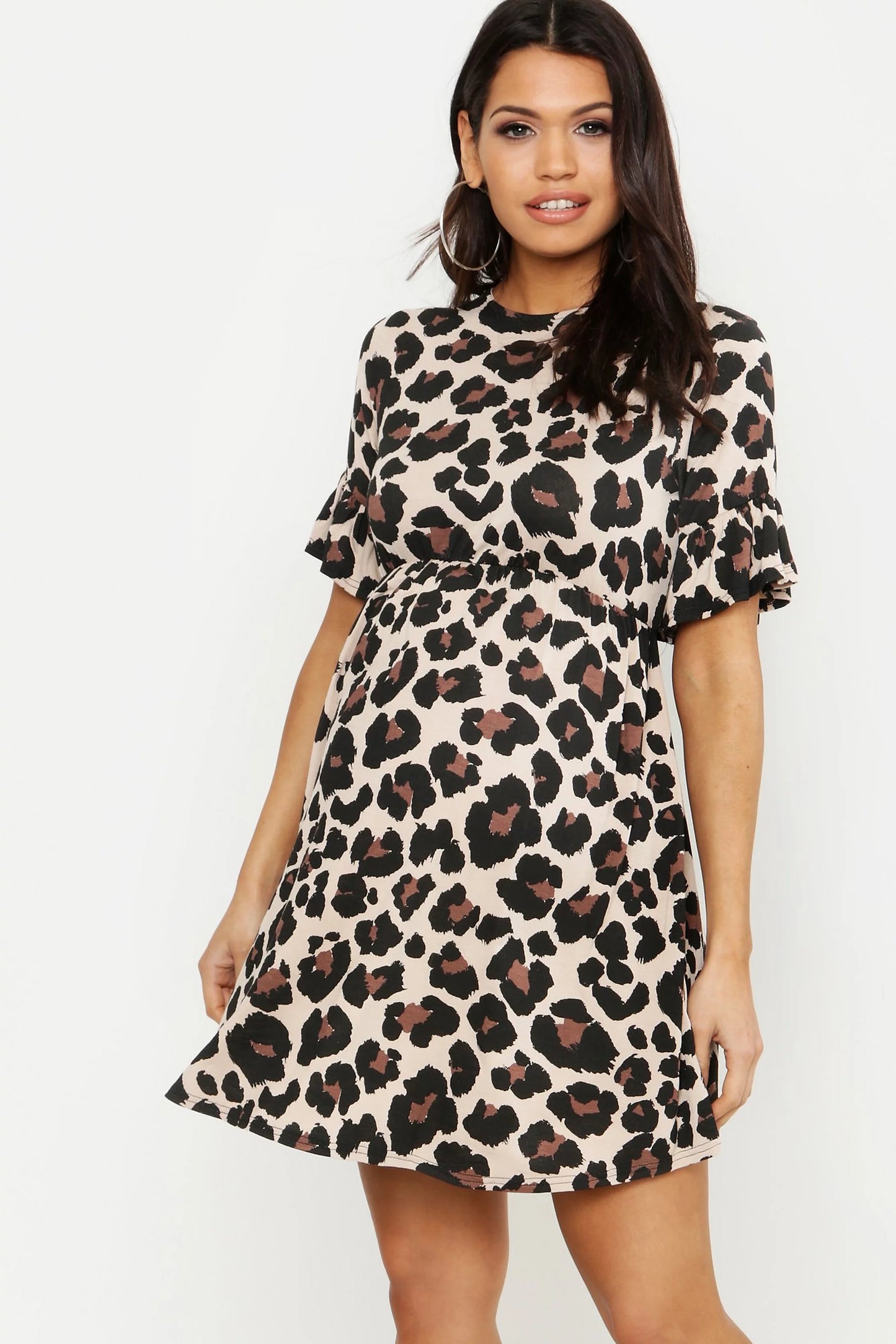 Maternity Leopard Smocked Dress