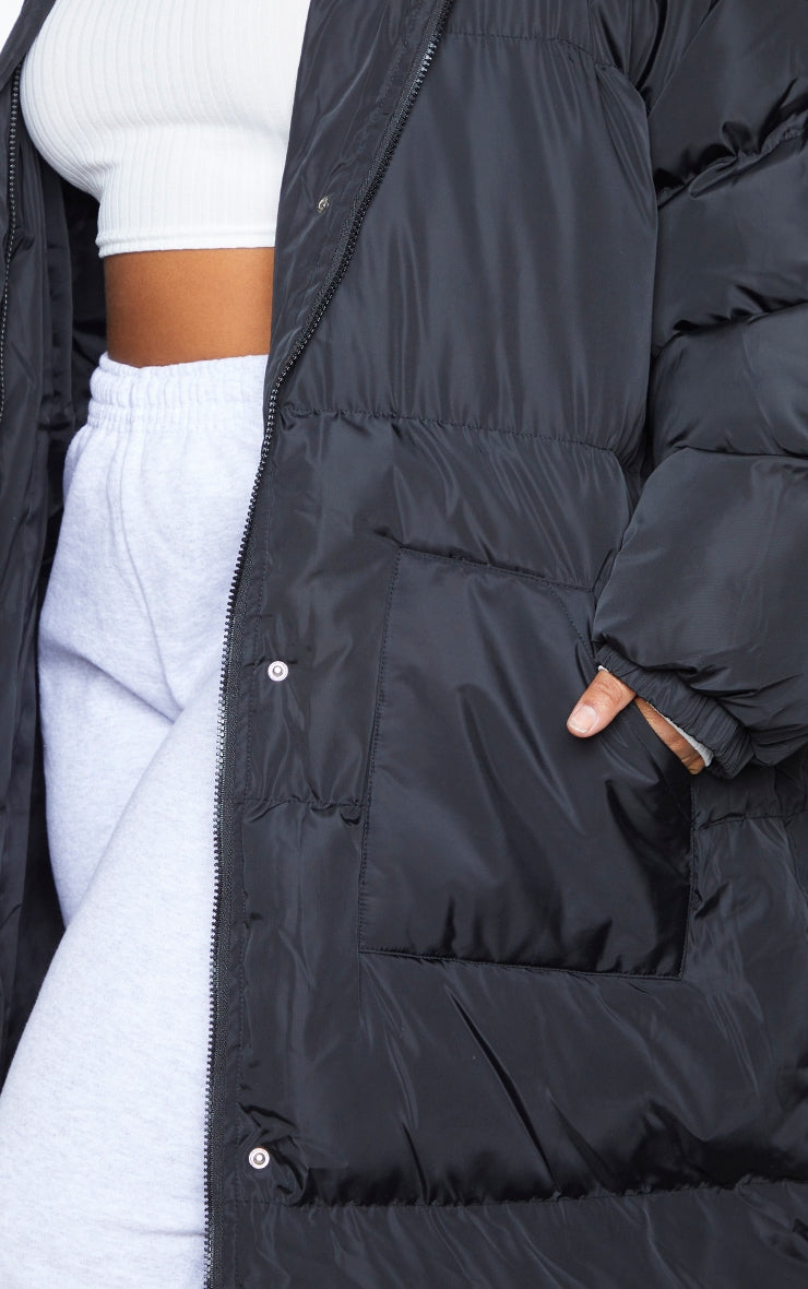 Plus Black Maxi Puffer Coat