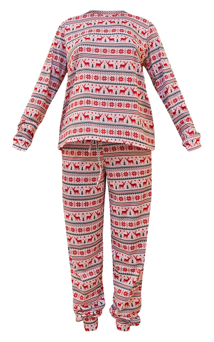 White Fairisle Printed Unisex PJ Set