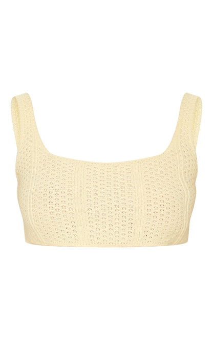 Petite Lemon Pearl Knit Strappy Crop Top