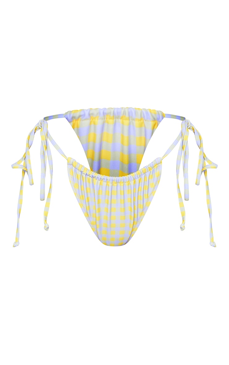 Yellow Check Tie Side Bikini Bottoms