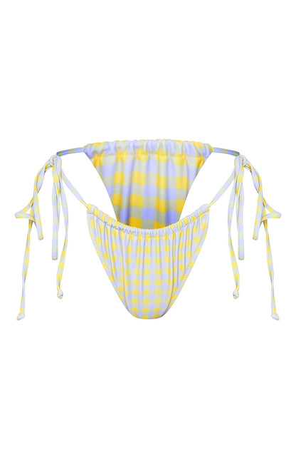 Yellow Check Tie Side Bikini Bottoms