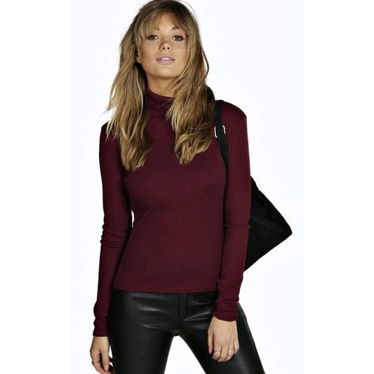 Sophia Turtle Neck Ribbed Top