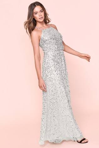 Maya All Over Sequin Haltneck Maxi Dress