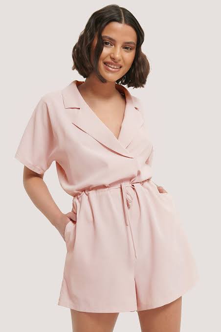 Tie Waist Playsuit Pink