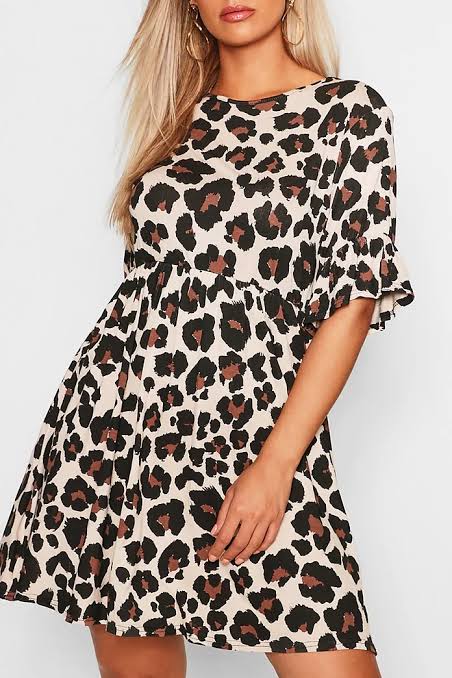 Leopard Print Smock Dress Top