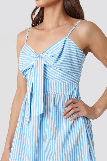 Front Knot Midi Dress White/Blue