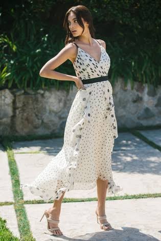 Monochrome Polka Dot Maxi Dress