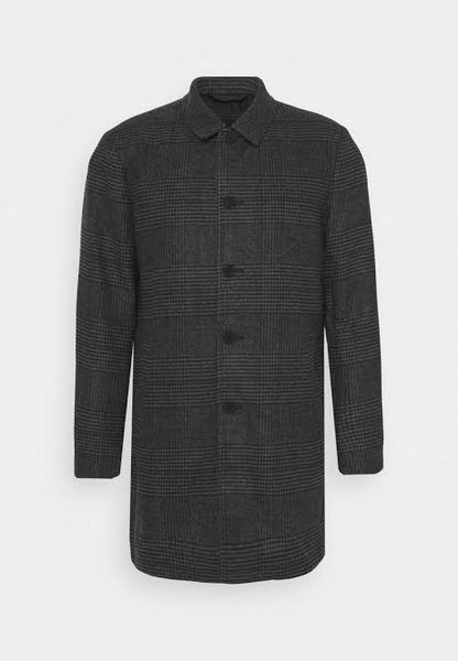 Adam Maximillian Check Coat Dark Grey