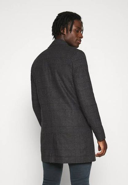 Adam Maximillian Check Coat Dark Grey