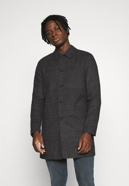 Adam Maximillian Check Coat Dark Grey