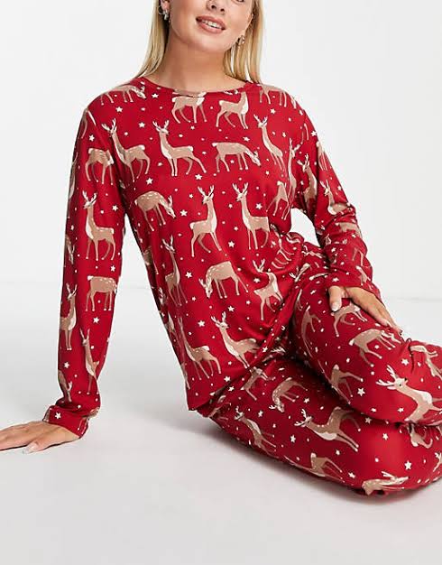 Reindeer Christmas Pyjamas Set Red