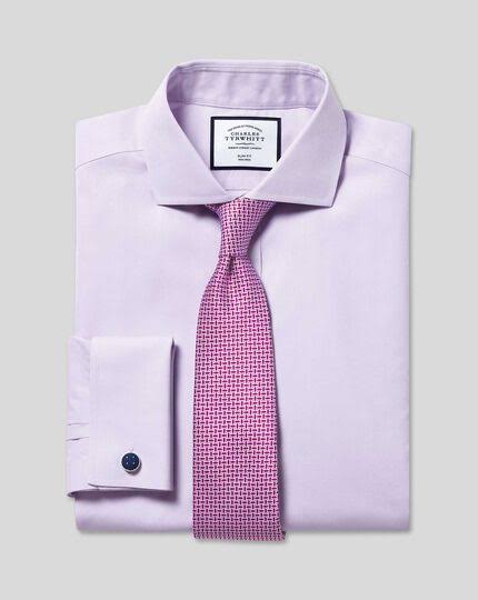 Extra Slim Fit Cutaway Collar Non Iron Poplin Shirt Lilac