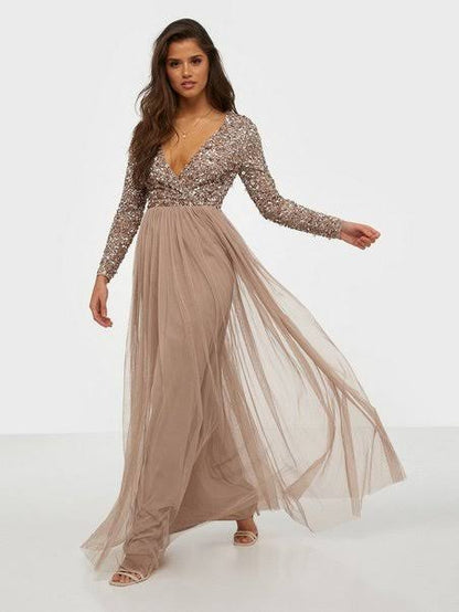 Deluxe Wrap Front Maxi Dress Blush