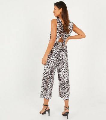 Leopard Print Tie Back Crop Jumpsuit