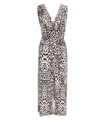 Leopard Print Tie Back Crop Jumpsuit