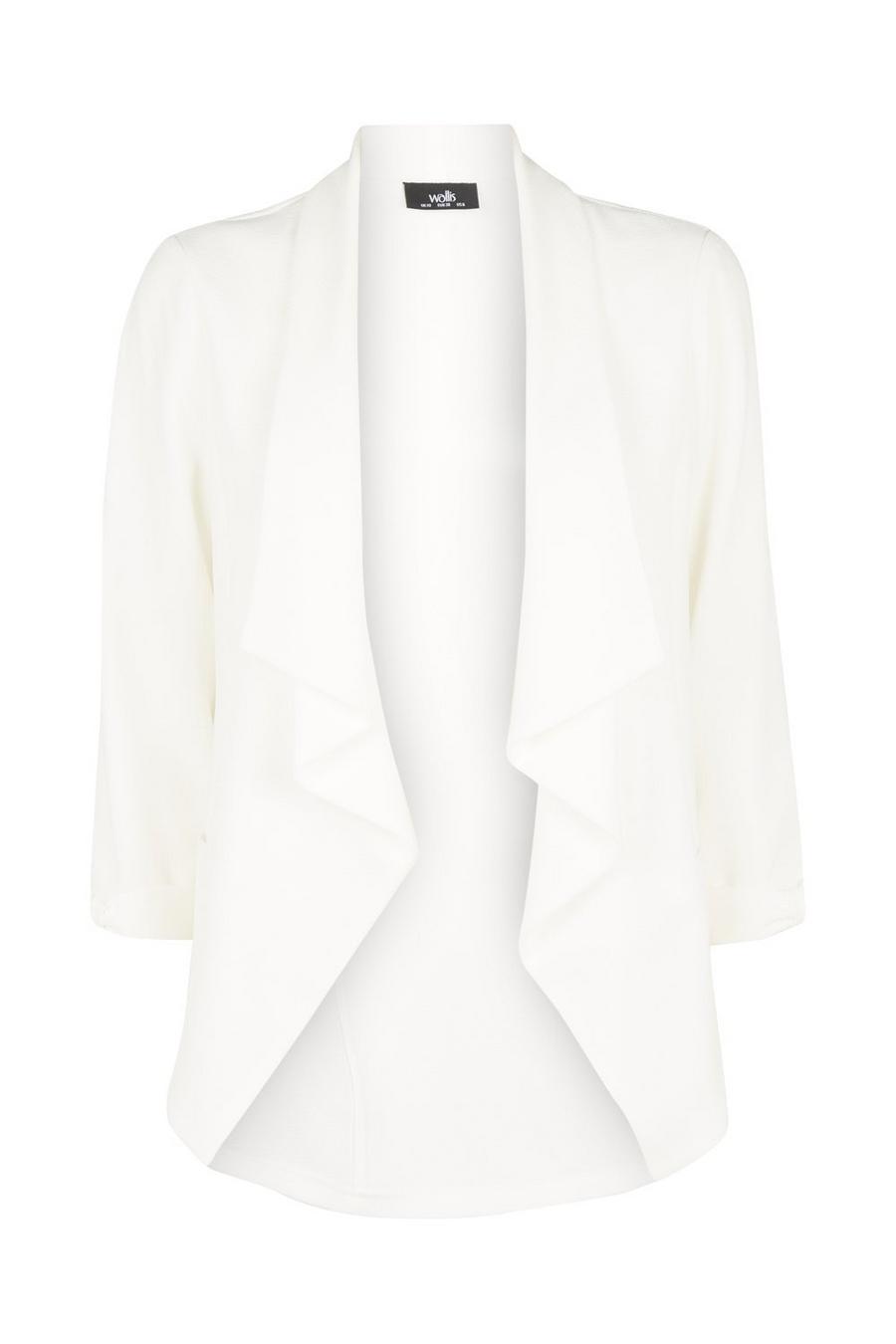 Short Bow Detail Waterfall Jacket Ivory