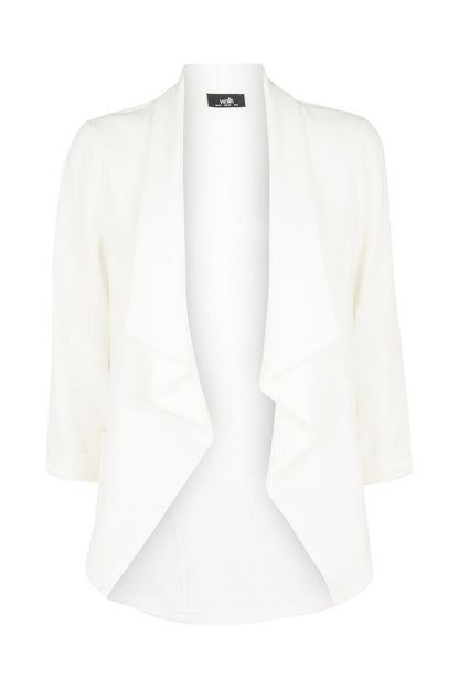 Short Bow Detail Waterfall Jacket Ivory