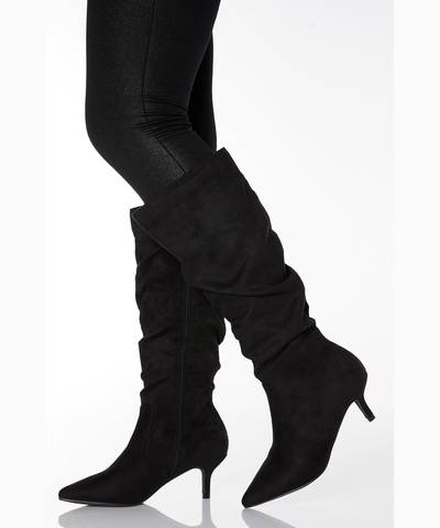 Faux Suede Kitten Heel Boot