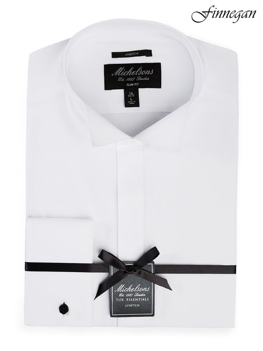Wing Collar Slim Fit French Cuff Shirt White