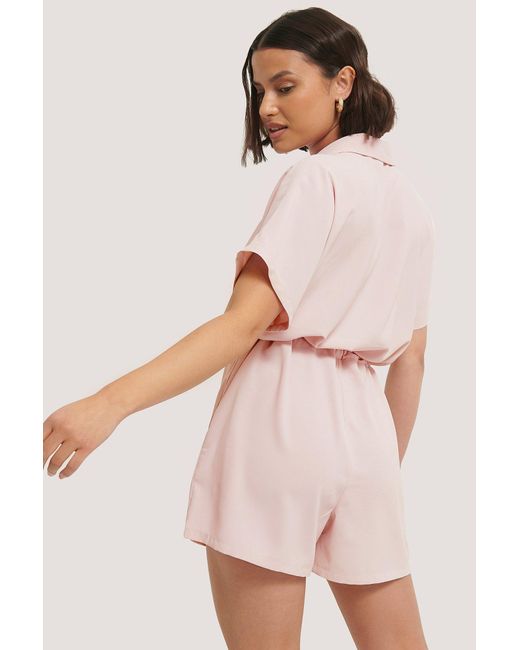 Tie Waist Playsuit Pink