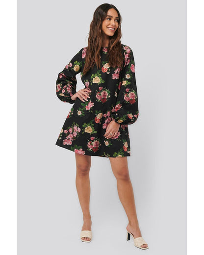 Volume Long Sleeve Mini Dress