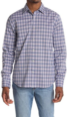 Mens Plaid Dress Shirt Coolmax Navy