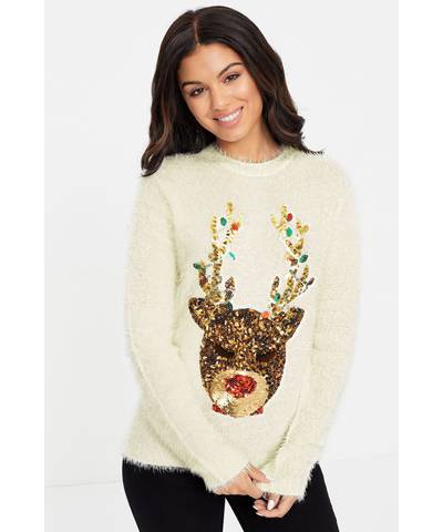 Fluffy Sequin Christmas Sweater