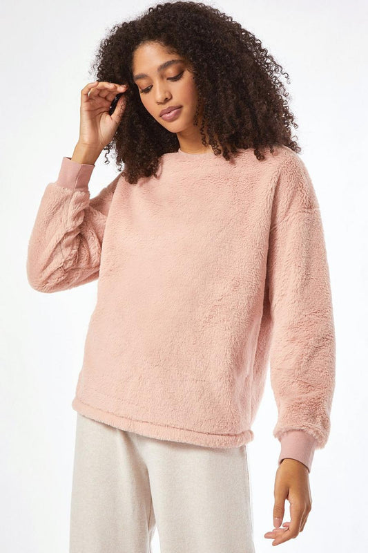 Blush Faux Fur Sweatshirt