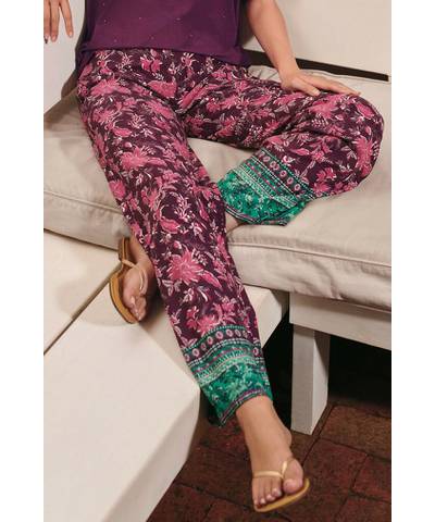 Purple print Wide Leg Trousers